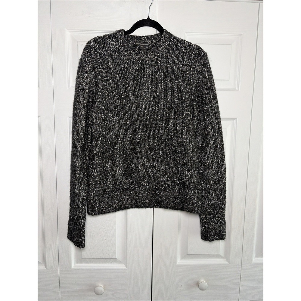 James Perse Marled Crewneck Sweater Womens Size 0 Black White Alpaca Wool